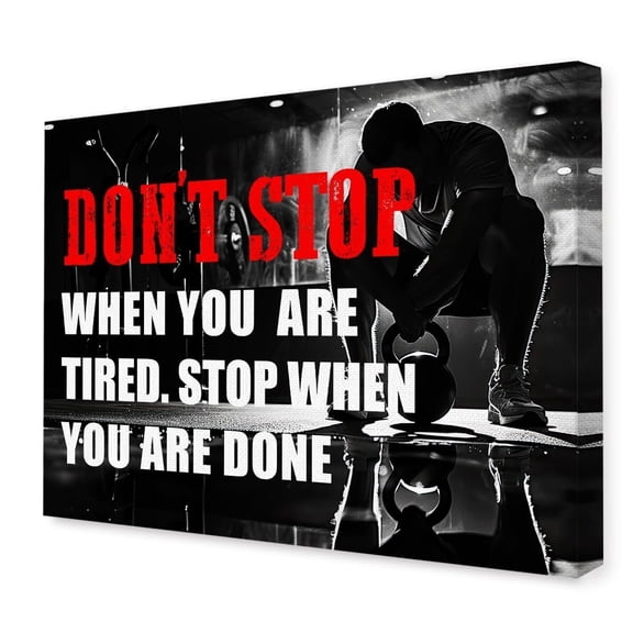 Inspirational Gym Wall Decor,Fitness Quotes Wall Art,Don't Stop When You're Tired Stop When You're Done Canvas Wall Decor for Home Gym poster
