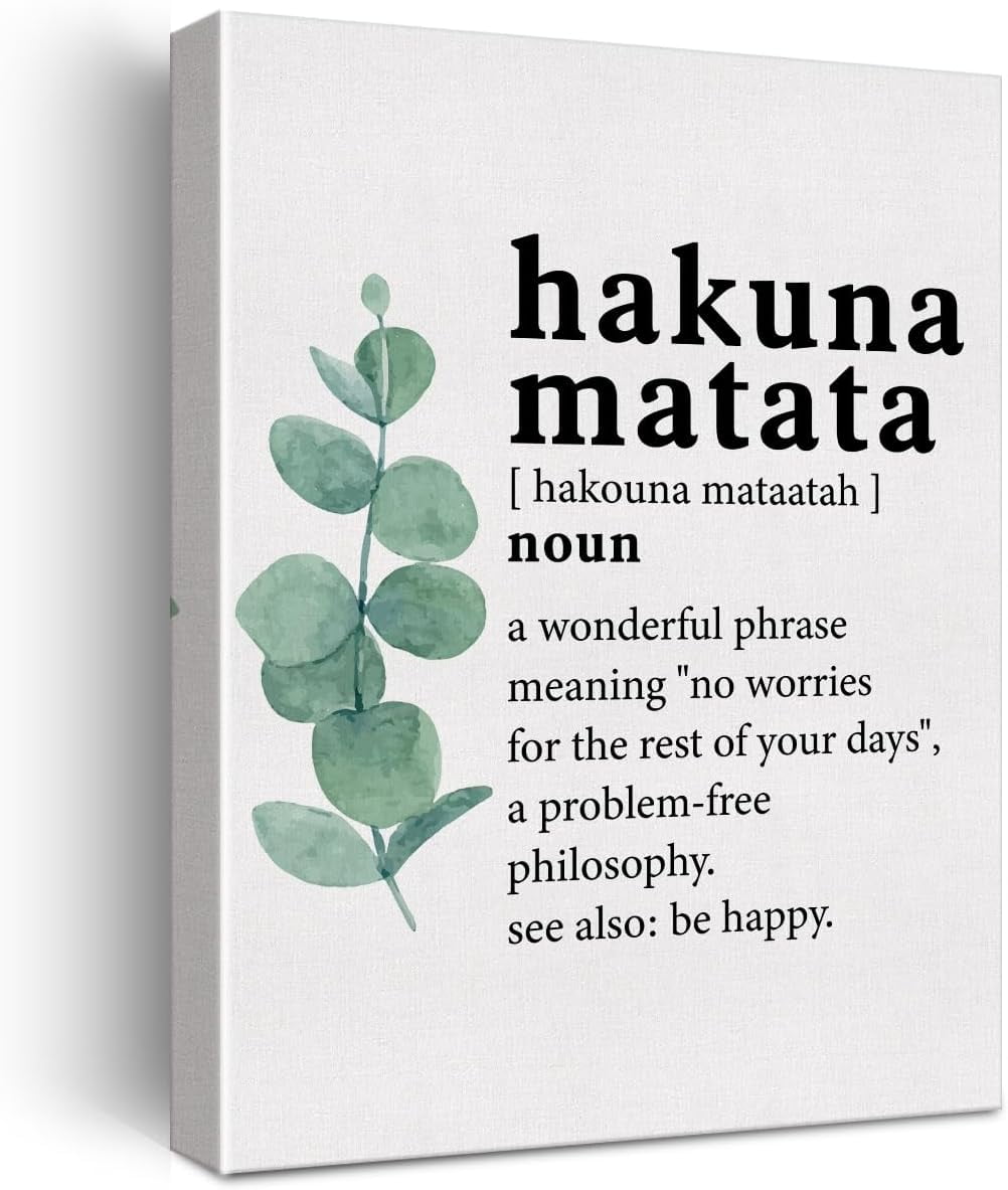 Inspirational Hakuna Matata Word Definition Canvas Print Painting Home Wall  Decor Funny Gift Painting Art,Dining Room Wall Decor Ideas, Art Deco ..., image size:1002x1183