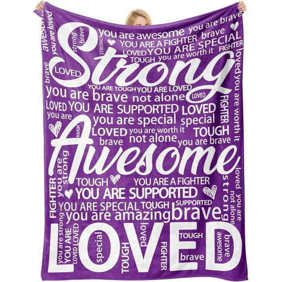 Inspirational Healing Blanket for Cancer Patients - Soft Chemo Comfort Gift, Cancer Care Gifts for Women,Encouragement Throw for Recovery and Hope, Motivational Quotes for Strength