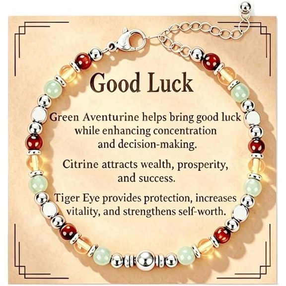Inspirational Healing Crystal Beads Bracelets Anxiety Relief New Beginnings Triple Protection Good Luck Empath Protection Mother's Day Graduation Jewelry Gift
