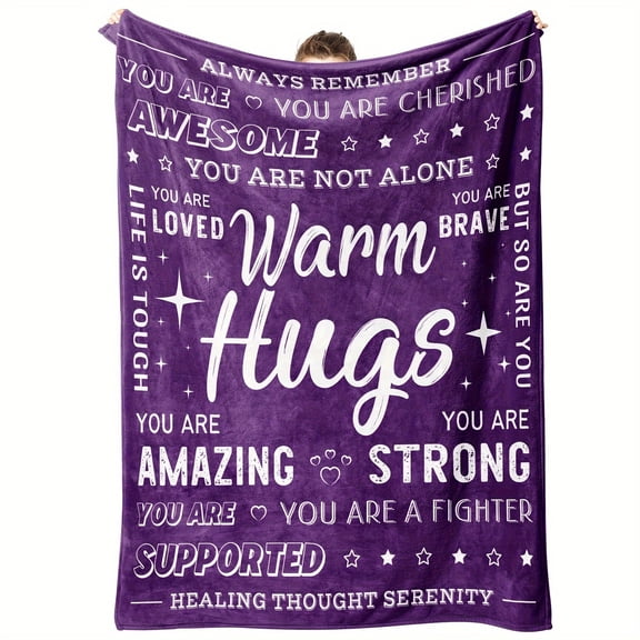 Inspirational Healing Fleece Throw Blanket - Contemporary Soft Flannel Warm Hugs Recovery Gift for Men and Women, Encouraging & Supportive Digital Print Couch Throw, All-Season Multipurpose Knitted