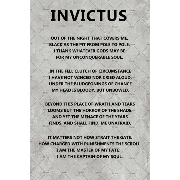 Inspirational Invictus Tin Signs Wall Art Home Office Tin Poster Retro Motivational Invictus Metal Tin Sign (Aluminum) Size: 12 x 16 inch