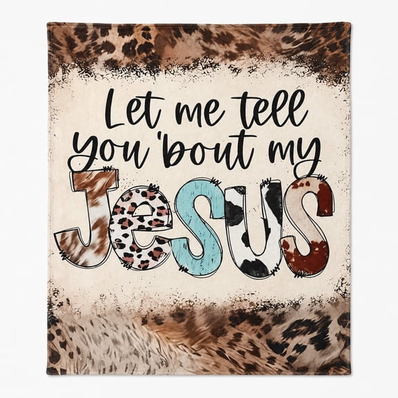 Inspirational Jesus Fleece Throw Blanket, Vintage Faith Design, 280 GSM