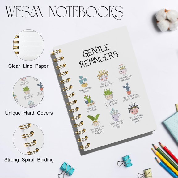 Inspirational Journal - Hard Cover Spiral Notebook, 5.5x8.3 Inches, Positive Quotes for Women