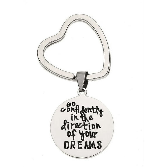 Inspirational Keychain for Women- Go Confidently in the Direction of Your Dreams Inspirational Trendy Keyring Gifts, Fashion Keychains for Women