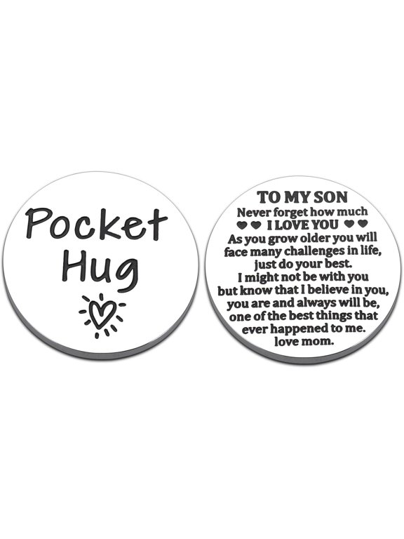 Inspirational Keychian Gifts for Sons Back to School Supplies for Son Military Gift for Men Pocket Hug Token for Son Miss You Gift Isolation Present for Teen from Mom Stocking Stuffers