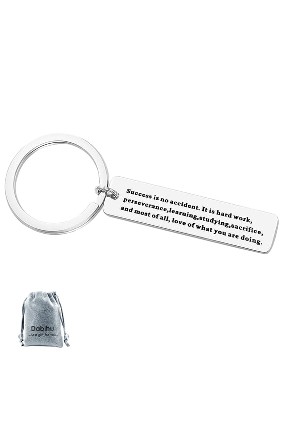 Inspirational Keyring Gift Success is No Accident Keychain Encouragement Gift Sport Player Motivational Gift Keyring Birthday Gifts for Friends Sister Graduation Gift for Son Daughter Family