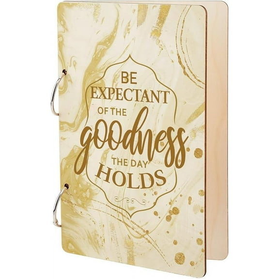Inspirational Letters Greeting Card Holder Organizer Wooden Card Keeper Binder Planning Book Birthday Holiday Cards Keeper Photo Album 2-Rings Cover Wedding Planner Journal Keepsake Gifts