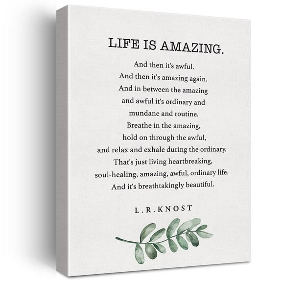 Inspirational Life is Amazing and Then It's Awful Print Canvas Wall Art Home Decor Painting Canvas Poster Framed Ready to Hang