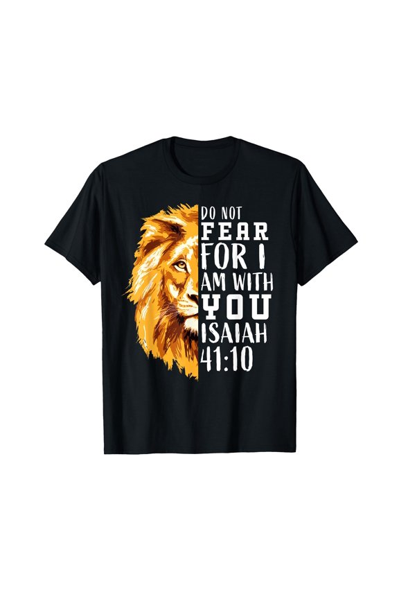 Inspirational Lion Face Christian Scripture T-Shirt for Faith and Courage