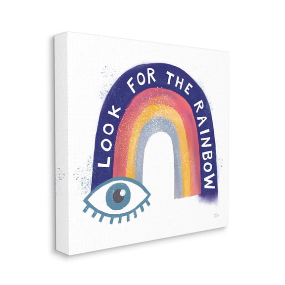 Inspirational Look for Rainbow Quote Eye Symbols Religious Gallery-Wrapped Canvas Print Wall Art, 17x17