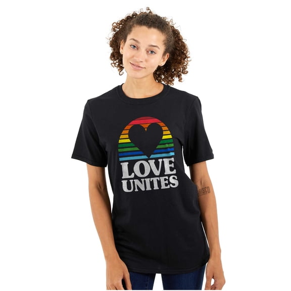 Inspirational Love Unites Gay Rainbow Women's Graphic T Shirt Tees Brisco Brands S