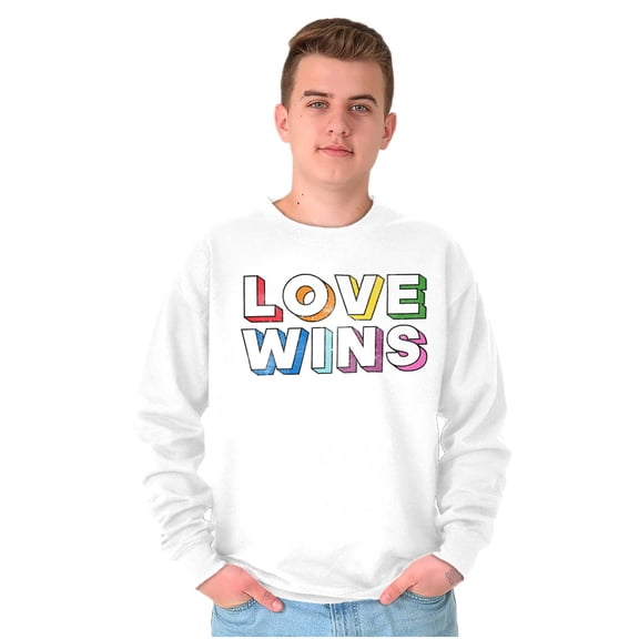 Inspirational Love Wins Rainbow Unisex Plus Fleece Graphic Sweatshirt Brisco Brands 2X