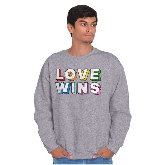 Inspirational Love Wins Rainbow Unisex Plus Fleece Graphic Sweatshirt Brisco Brands 4X
