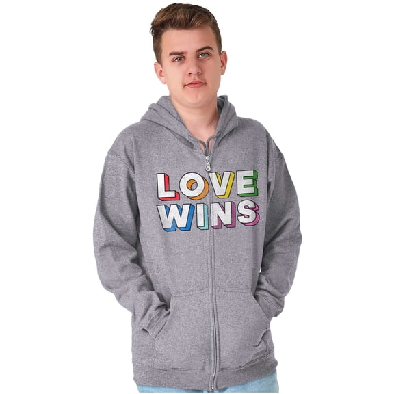 Inspirational Love Wins Rainbow Unisex Fleece Graphic Zip Up Hoodie Brisco Brands 5X