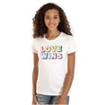 thumbnail image 1 of Inspirational Love Wins Rainbow Womens Slim Fit Graphic Tee Brisco Brands X, 1 of 2