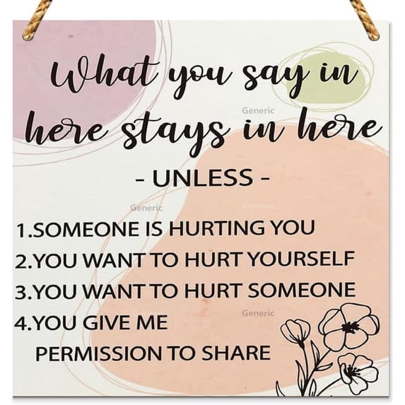 Inspirational Mental Health Decor Plaque What You Say in Here Stay in Here Wooden Sign, Decorative Wood Sign for Home Therapy Office Decor Wood Sign Wooden Wall Decor 5 * 5 inch