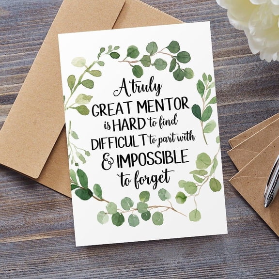 Inspirational Mentor Card – "A Truly Great Mentor" Floral Design – Blank Inside – Perfect Gift for Teacher, Coach, or Guide – Includes Envelope