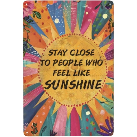 Inspirational Metal Tin Sign Sunshine Quotes Wall Decor Art for Home Office Restaurant Living Room, 8x12 Inch