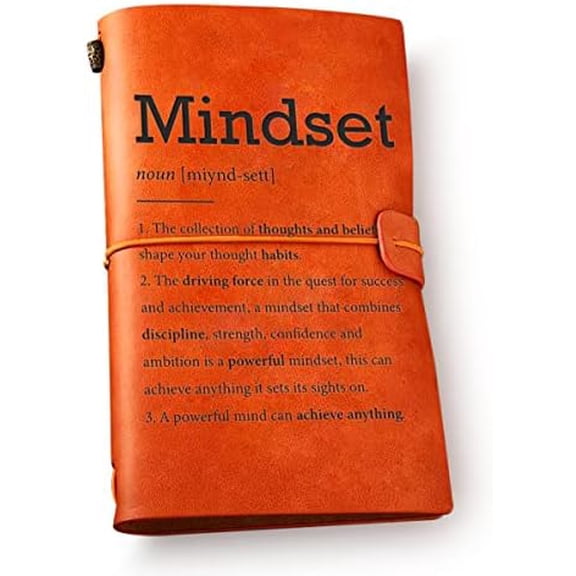 Inspirational Mindset Definition Leather Journal Notebook From Women Men - Motivational Gift for Women Men Positive Quote Leather Travel Journal Embossed Writing Gifts for Birthday Christmas$$Office