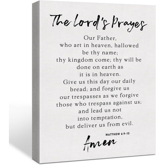 Inspirational Modern Minimalist Bible Verse Wall Art Decor, The Lord''s Prayer Scripture Wall Decor, Christian Framed Canvas Poster Print 12 x 15 inch Decoration Painting for Home Office