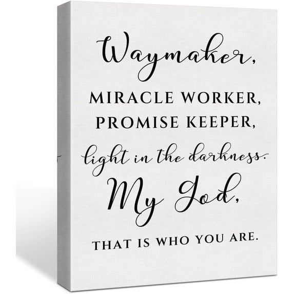 Inspirational Modern Minimalist Bible Verse Wall Art Decor, Scripture Wall Decor, Christian Waymaker Framed Canvas Poster Print 12 x 15 inch Decoration Painting for Home Office