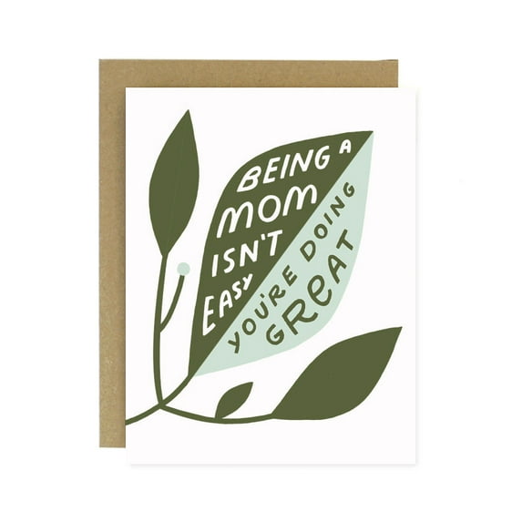 Inspirational Mom Card – "Being a Mom Isn't Easy, You're Doing Great" Design – Perfect Encouragement Card for Mother's Day, Birthdays, or Just Because – Blank Inside