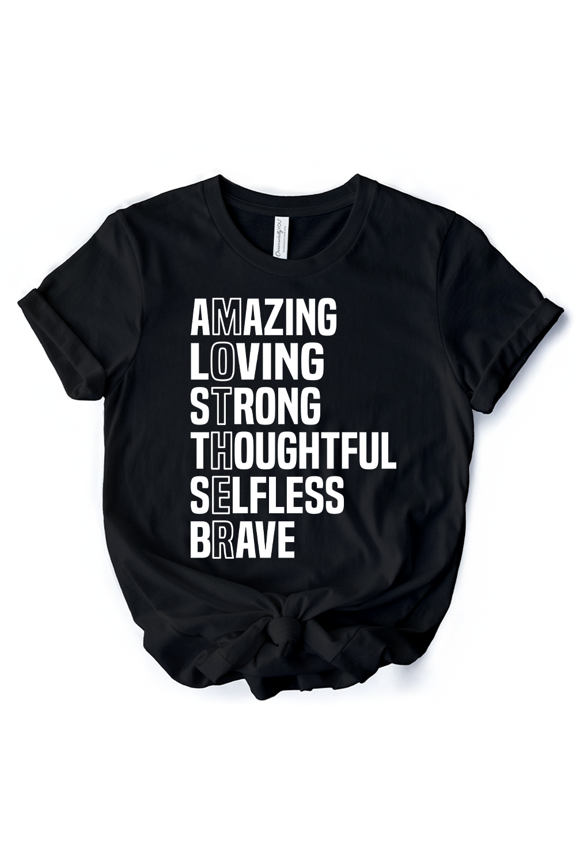 Inspirational Mom T-Shirt, Definition Black Tee for Brave and Thoughtful Mothers