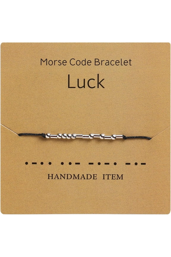 Inspirational Morse Code Beaded Bracelet with Card Adjustable Braide String Rope Wrap Bracelet for Women Men Lover Friend Handmade Christmas Thanksgiving Day Jewelry Gift