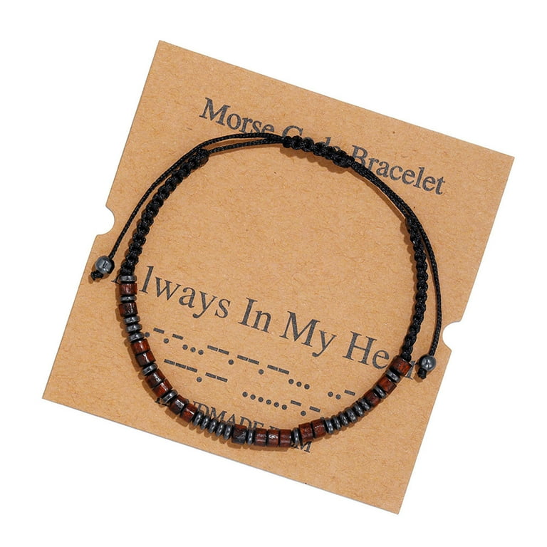 Inspirational Morse Code Bracelet for Women Secret Message Wood Beads with Cord Personalized Unique Jewelry for Daughter Mom Dad Son Bestfriends Gift for Valentines Day Christmas Graduation Walmart ...