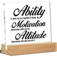 thumbnail image 1 of Inspirational Motivational Desk Sign Decor Ability Motivation Attitude Quote Acrylic Desk Plaque Sign Home Office Decoration, 1 of 5