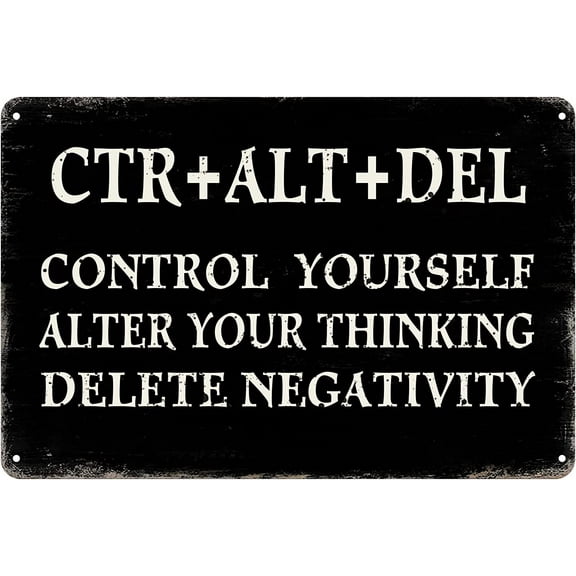 Inspirational Motivational Metal Signs Vintage Control Yourself Alter Your Thinking Delete Negativity Wall Art Poster Retro Size: 12 x 16 inch