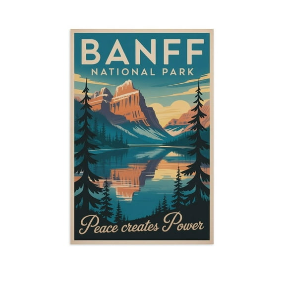 Inspirational Motivational Retro Vintage Travel Wall Art Banff National Park Tourism Poster Decor for Office Home Study Print Poster