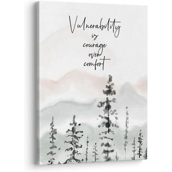Inspirational Motivational Wall Art Decor for Office, Vulnerability is Courage Over Comfort Sign Canvas Wall Art, Office Artwork Wall Decor, Office Wall Decor, 11x14, Framed