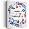 thumbnail image 1 of Inspirational Motto Framed Canvas Wall Art Gifts for Women Girls Friends Sister,Motivational Canvas Prints Framed Wall Art for Home bedroom Living Room Wall Decor-You Make The World Better Place, 1 of 4