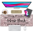 thumbnail image 1 of Inspirational Mouse Pad - Stay Positive Work Hard Make It Happen Mousepad, Large Non-Slip Rubber with Stitched Edges Desk Mouse mat for Computer, Laptop, Office, Home - Pink (31.5x11.8 in), 1 of 6