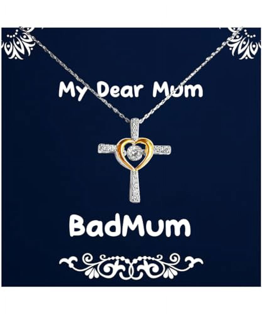Inspirational Mum Gifts, BadMum, Gag Cross Dancing Necklace For Mother, Jewelry From Daughter, Mothers Day, Mom, Gift ideas, Presents