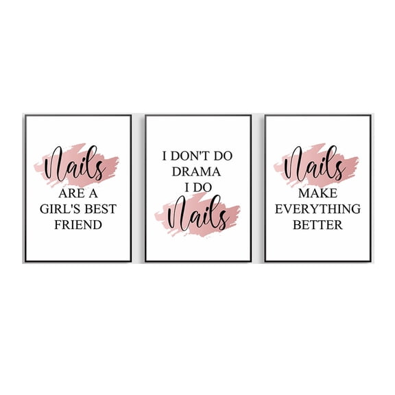 Inspirational Nail Beauty Canvas Art Poster Minimalist Pink and White Motivational Nails Wall Painting for Women Girl Bedroom Living Room Decor