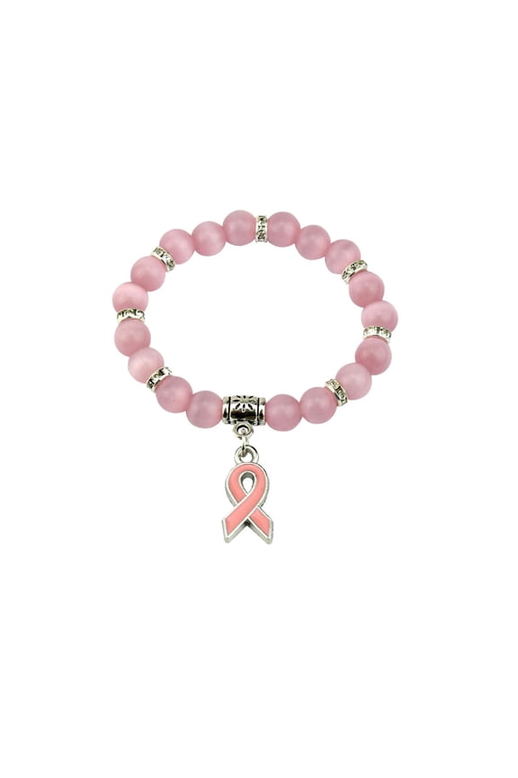Product Category Bracelets 2 — Inspirational Natural Stone Beaded Cancer Awareness Bracelet for Women Girls Friend Sister Encouragement Jewelry