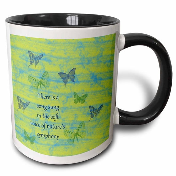 3drose, Inspirational Natures Song Butterflies, 11oz Two-tone Black Mug