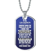 Inspirational Necklace Stainless Steel Tag Always Remember You are Braver to My Granddaughter Grandson Gifts from Grandma Grandpa