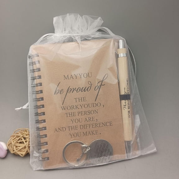 Inspirational Notebook & Ballpoint Pen Keychain Set - Christmas Gifting & 2026 Daily Motivation, Motivational Stationery Gift Set for Daily Use, Portable Keychain Notebook & Pen Combo, 4.8*3.1in