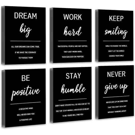 𝗗𝗿𝘀𝗼𝘂𝗺 Inspirational Office 𝗙𝗿𝗮𝗺𝗲𝗱 Wall Art Motivational Wall Decor Quotes Wall Art for Living Room Encouraging Canvas Posters for Bedroom Sayings for Wall Decor - 8\u201d x10\u201d x6 PCS (𝗙𝗿𝗮𝗺𝗲𝗱)
