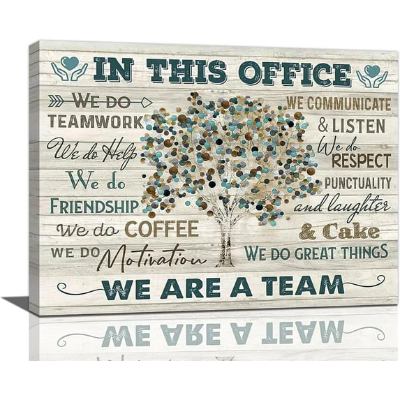 Inspirational Office Wall Art Motivational Quotes Pictures Wall Decor for Office We Are A Team Canvas Painting Room Decorations Artwork Framed Ready to Hang 16"x12"
