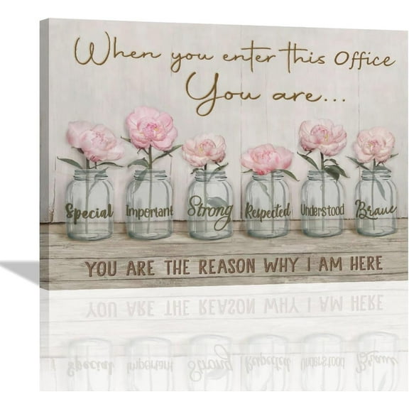 Inspirational Office Wall Art In This Office Pictures Wall Decor Motivational Teamwork Rose Flower Canvas Decor Prints Painting Framed Office Artwork for Office Ready to Hang 12"x16"