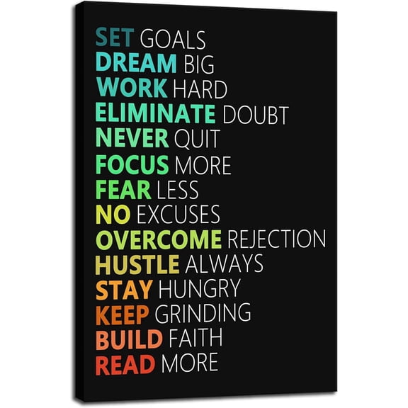 Inspirational Office Wall Decor Canvas Wall Art Motivational Positive Entrepreneur Quotes Wall Painting Picture Colorful Inspirational Poster Print Artwork Living Room Home Decor Framed[12''W X 18''H]