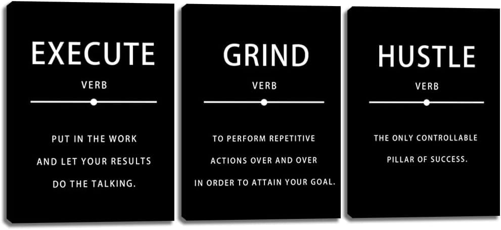Black and White Motivational Quote Canvas Wall Art Set
