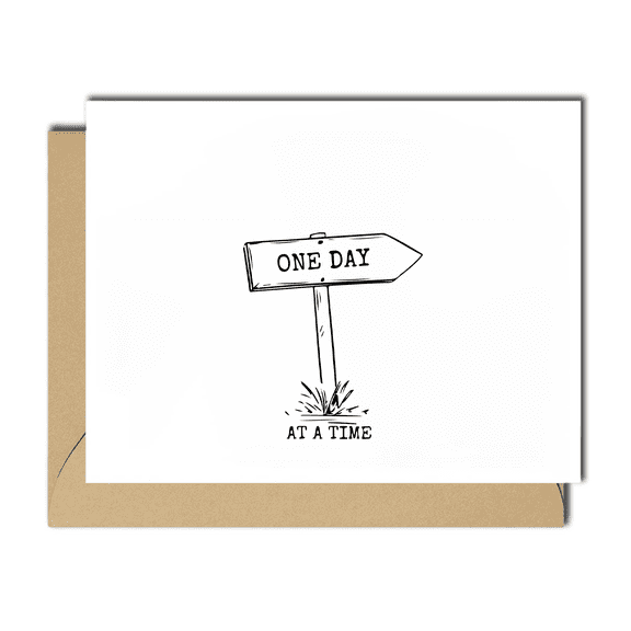 Inspirational One Day at a Time Quote Greeting Card  Blank Inside, Envelope Included  Perfect Motivational Gift for Friends, Family, and Loved Ones