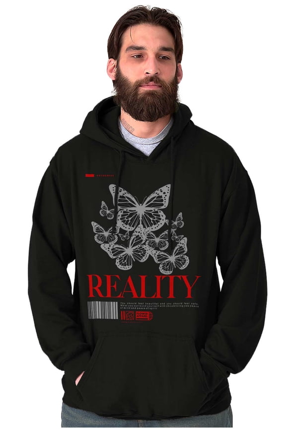 Inspirational Peace Reality Butterfly Unisex Plus Fleece Graphic Hoodie Brisco Brands 3X