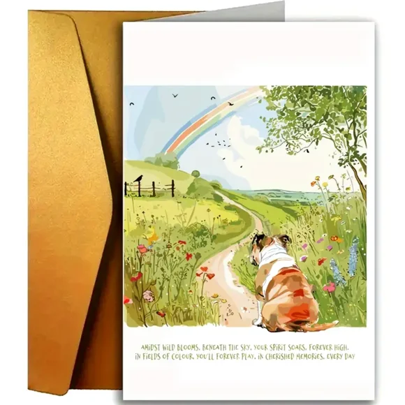 Inspirational Pet Loss Card "Forever in Our Hearts" Design Includes Envelope Comforting Sympathy Card for Dog Lovers in Times of Grief